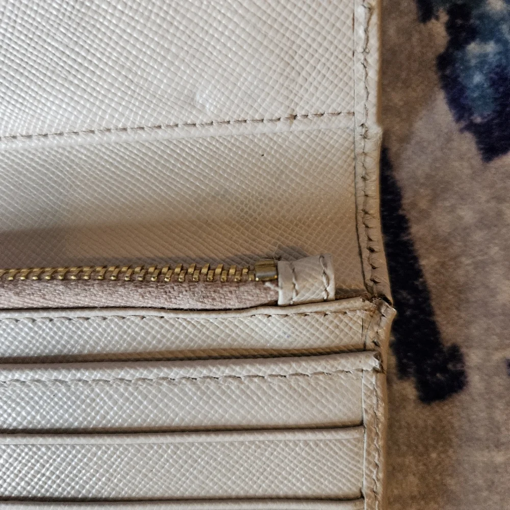 Prada Saffiano Double Snap Travel Wallet Long Classic Neutral Beige Pink